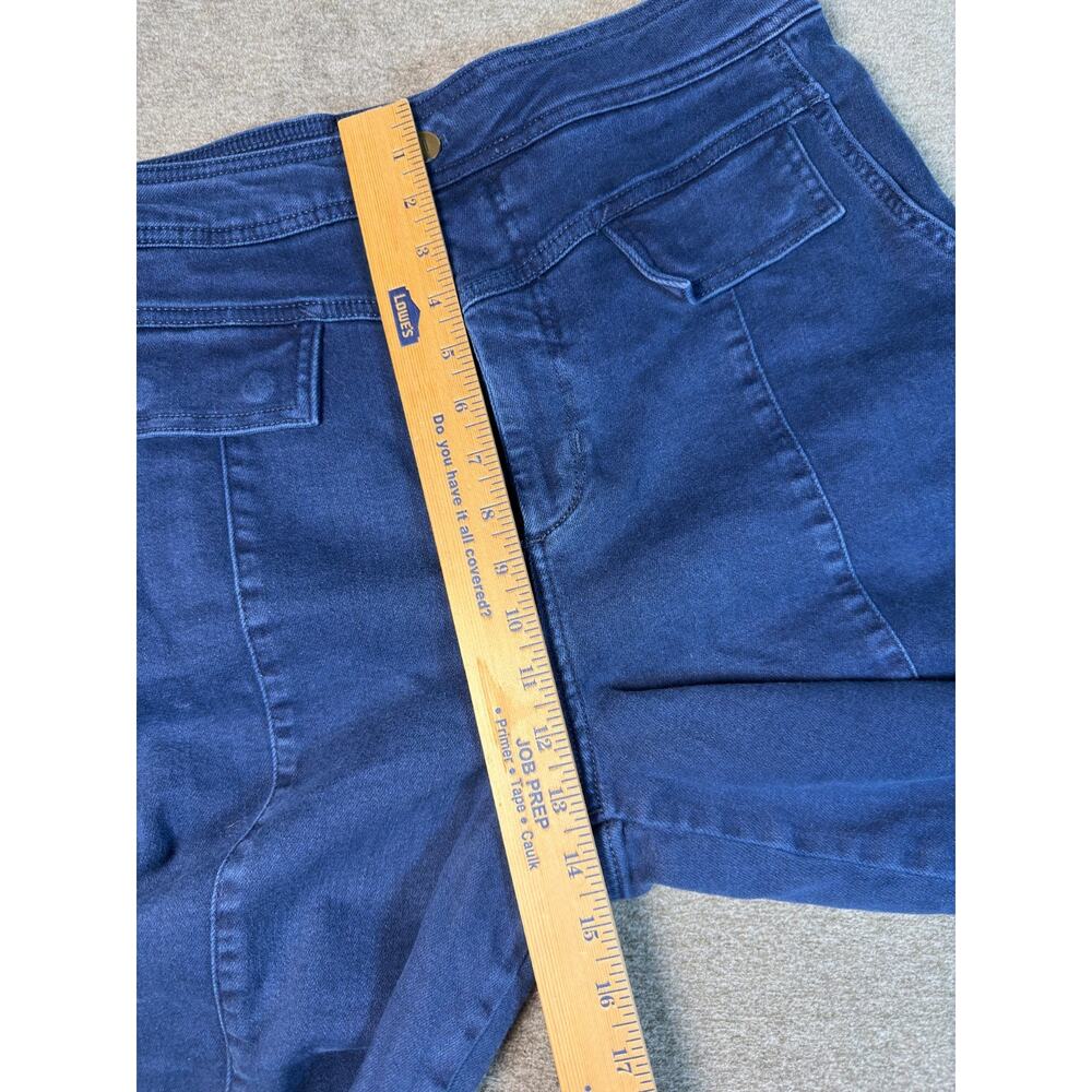 Pilcro Anthropologie Wide Leg Crop Jeans 32 Blue High Rise Patch Pockets Boho - Picture 6 of 9